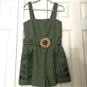 Caroline Constas Olive Green Textured Romper
